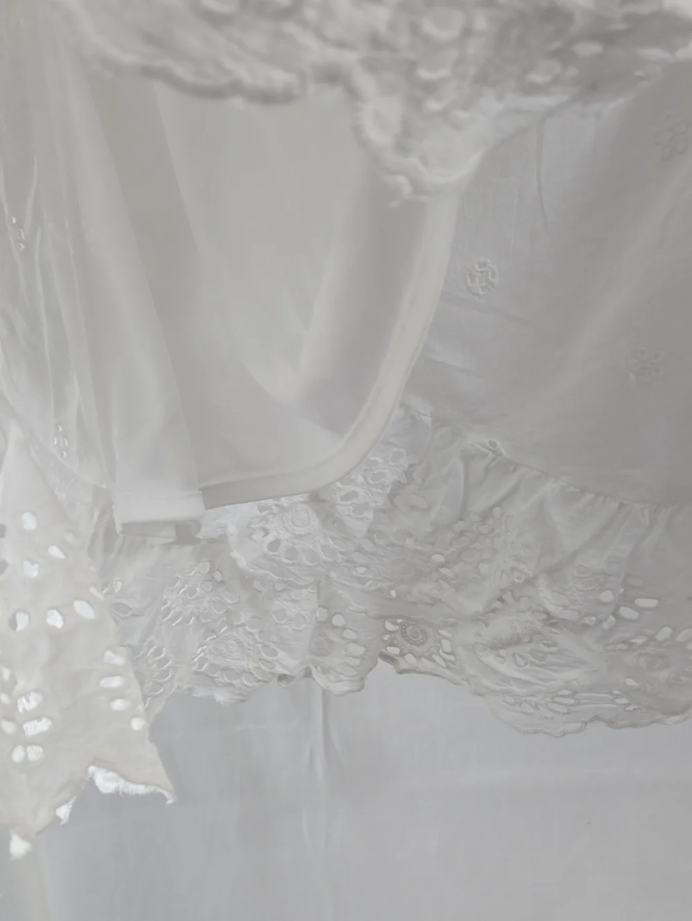 Japna White Eyelet Wrap Skirt with Ruffle Hem Lined Large